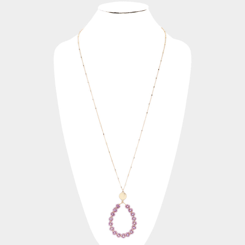 Lavender Flower Cluster Faceted Bead Necklace