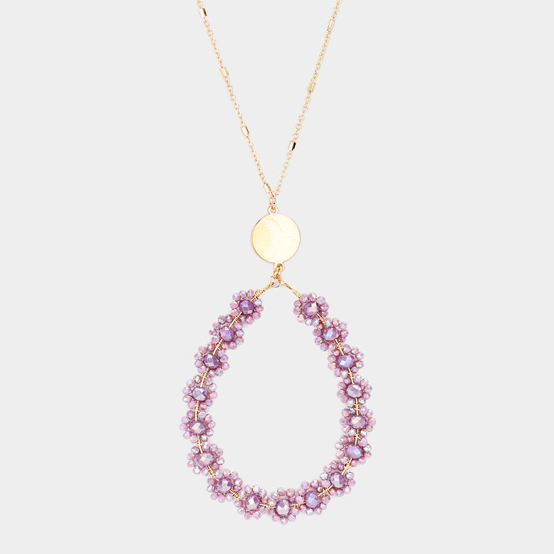 Lavender Flower Cluster Faceted Bead Necklace