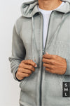 Grey Textured Hoodie Jacket