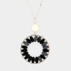 Wrapped Bead Circle Pendant Long Necklace (4 Colors)