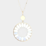 Wrapped Bead Circle Pendant Long Necklace (4 Colors)
