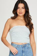 Sage Gingham Tube Top