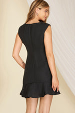 Black Shoulder Pad Tweed Dress