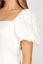 Forever in Lace White Puff Sleeve Mini Dress