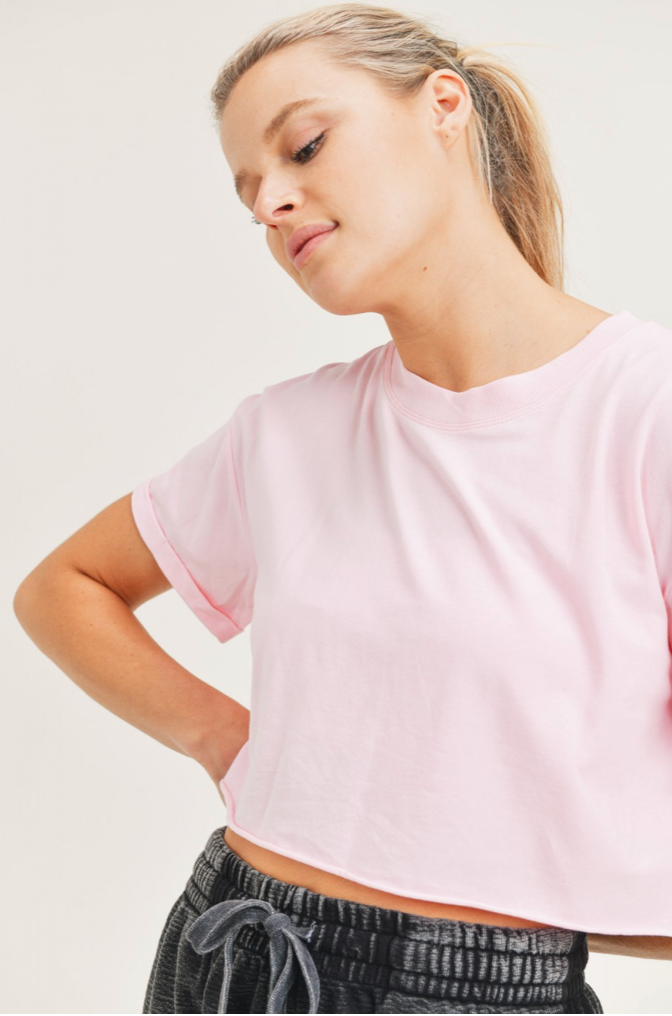 Ballet Pink Boxy Cropped Tee