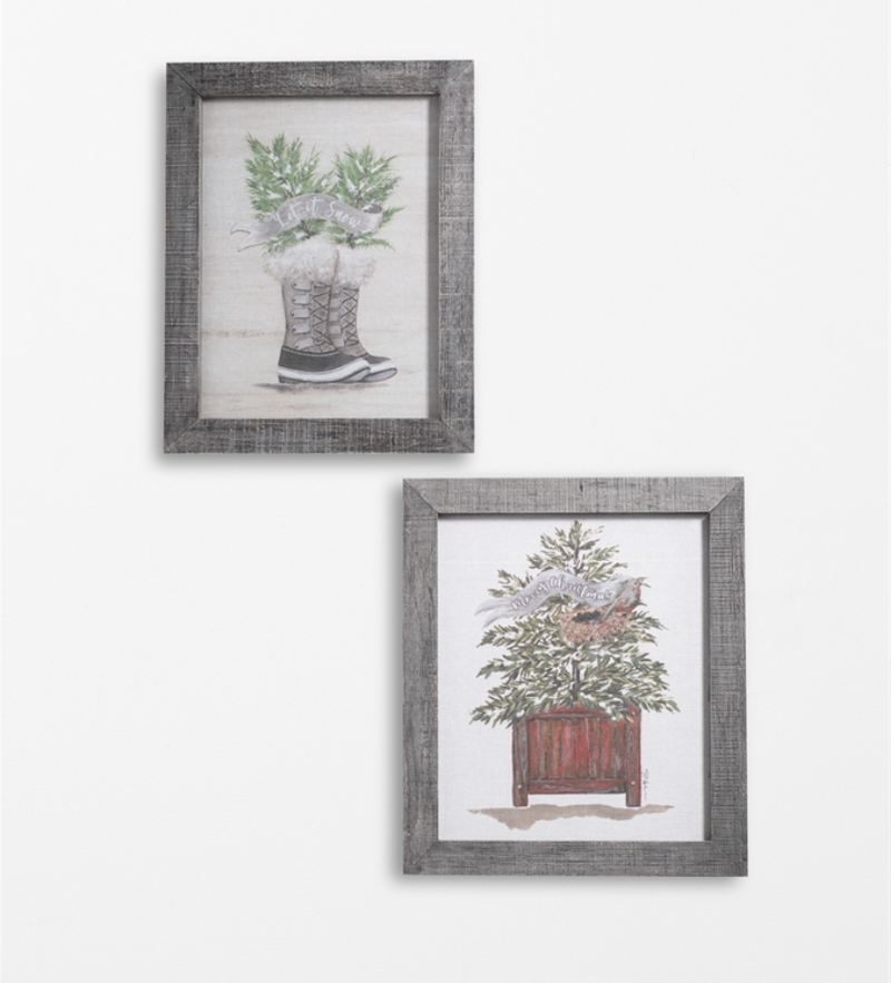 Tree and Boots Wall Decor on Wooden Frame (2 Styles)