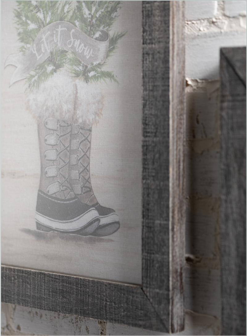 Tree and Boots Wall Decor on Wooden Frame (2 Styles)
