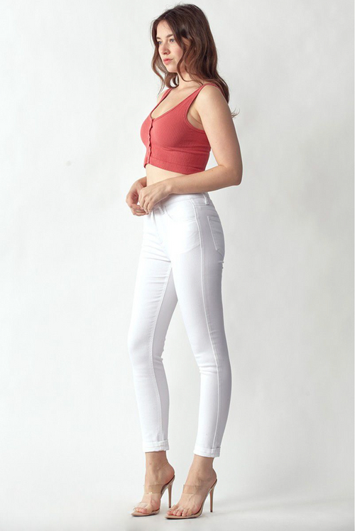 Classic High Rise White Skinny Jeans