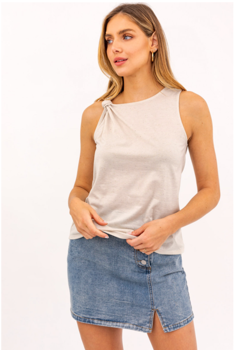 Knotted Shoulder Sleeveless Top