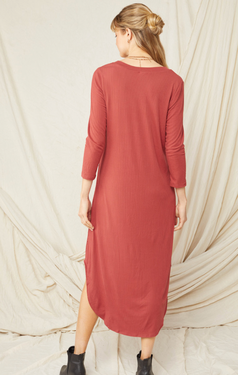 Terracotta Long Sleeve Sweater Dress