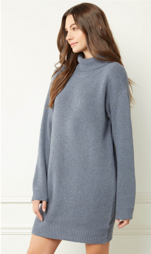 Slate Turtleneck Sweater Dress