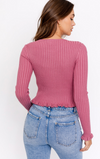 Longsleeve Ruffled Detail Fitted Knit Top