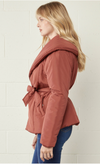 Anna Rust Puffy Belted Jacket