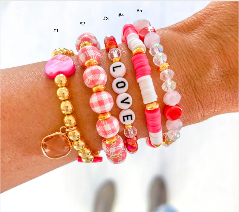 Pink Plaid Valentine Bracelets (sold individually)