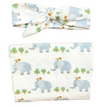 Baby Elephant Pattern Swaddle and Knotted Headband Set