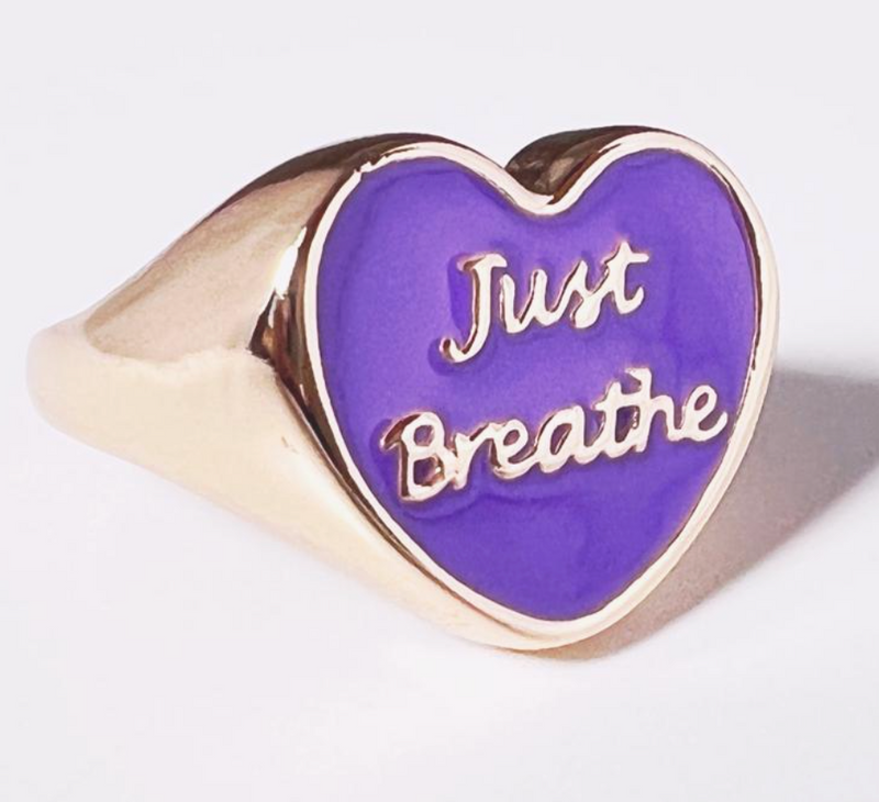 Purple "Just Breath" Intentions Ring