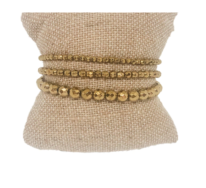 Gold Bead Triple Stack Bracelets