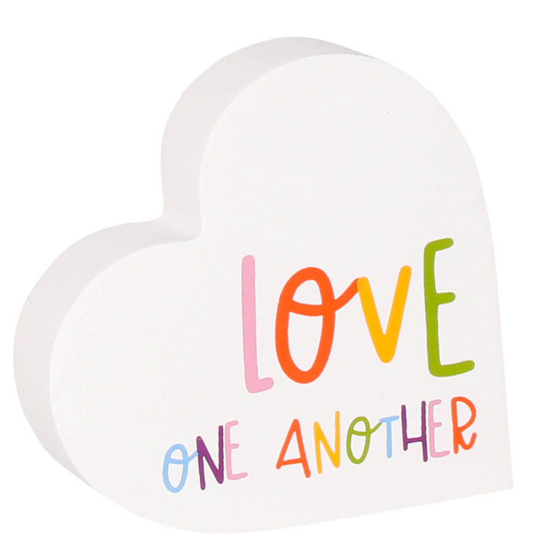 Love One Another Heart Wooden Sign