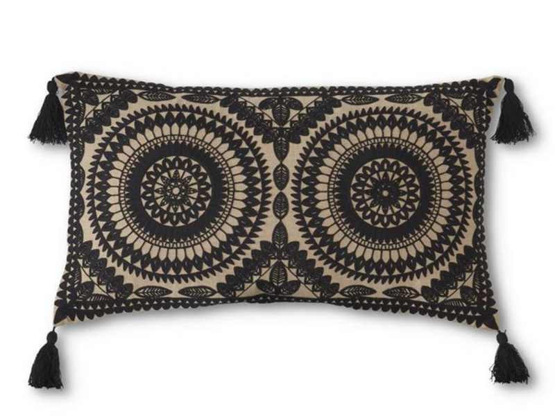 24" Embroidered Mandala Pillow W/ Tassels