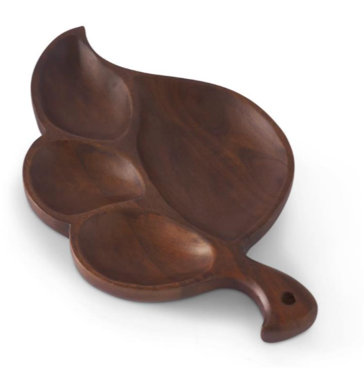 Carved Wood Divided Leaf Trays (3 Sizes)