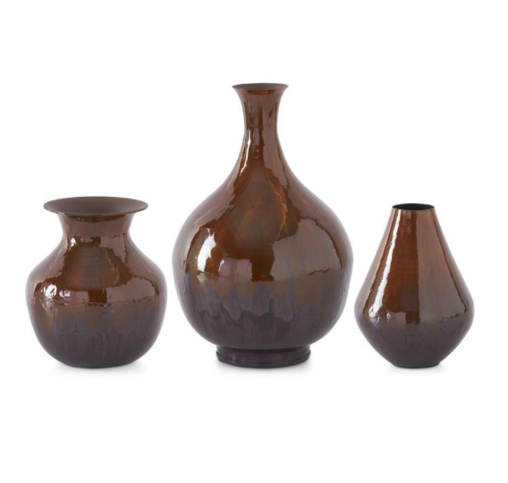 Brown & Burgundy Metal Vases (3 Sizes)