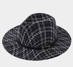 Belt Band Accented Check Patterned Fedora Hat
