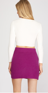 Magenta Knit Sweater Mini Skirt