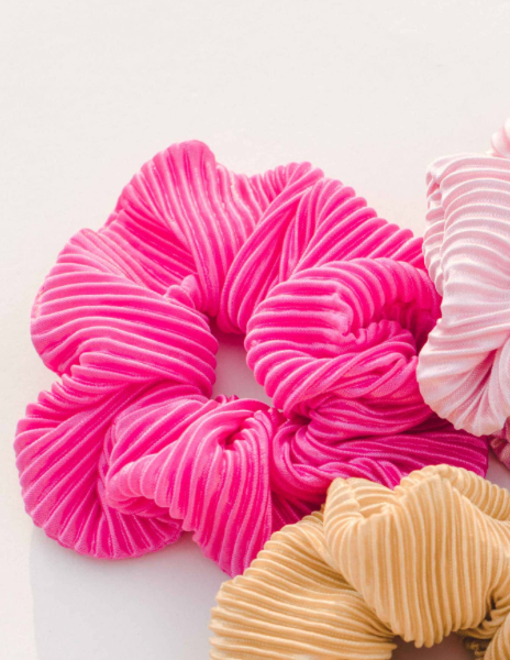 Hot Pink Pleats Hair Scrunchie