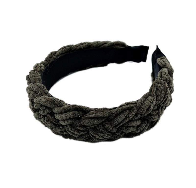 Black Braided Corduroy Headband