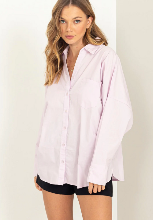 Lavender Alison Oversized Button Up