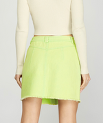 Lime Green Denim Mini Skirt