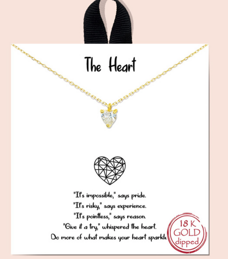 18k Gold Dipped Diamond Heart Necklace
