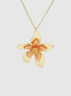 Acetate Metal Floral Flower Pendant Choker Necklace (Three colors)