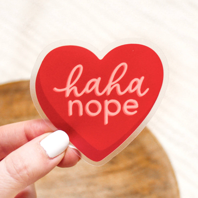 Haha Nope Heart Sticker 2.75x2.5in.