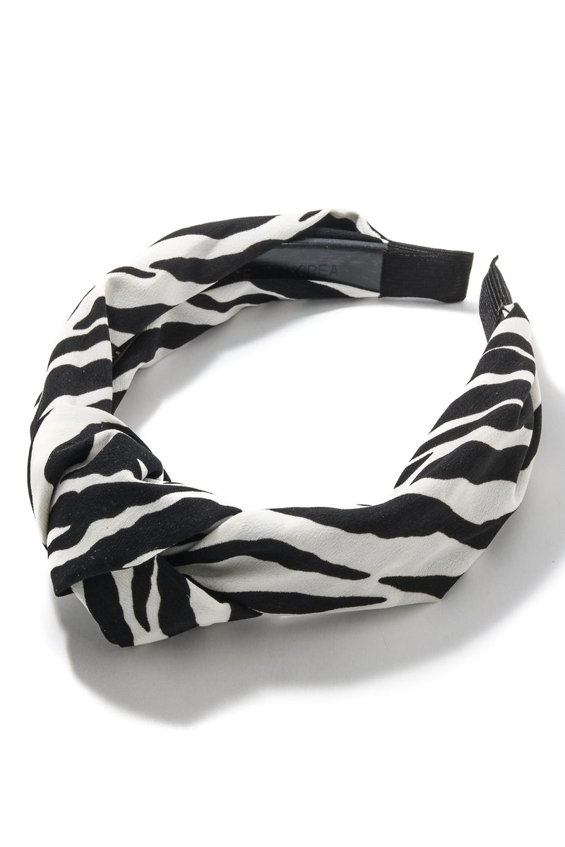 Black White Zebra Pattern Knot Head Band