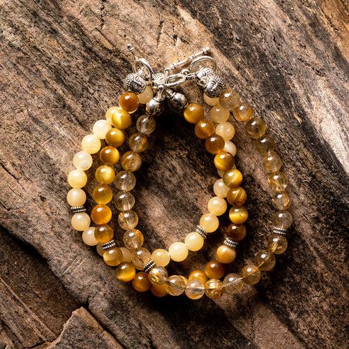Golden Rutilated Quartz Natural Gemstone Bracelet