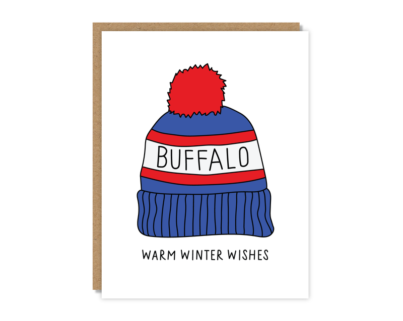 Warm Winter Wishes Buffalo Hat Card