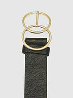 Black and Gold Buckle Leatherette Belt