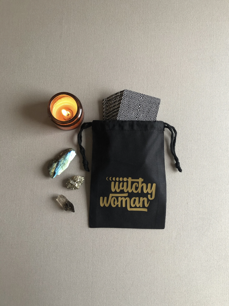 Witchy Woman Drawstring Pouch for Tarot Cards and Crystals