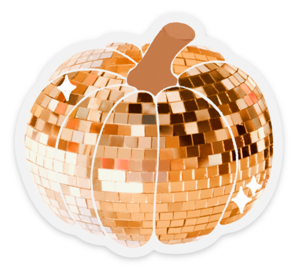 Clear Disco Ball Pumpkin Sticker 2.9x2.9 in.
