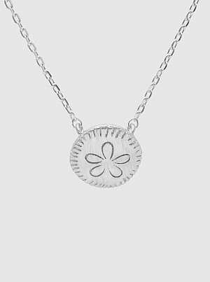 Dainty Rhodium Dipped Sand Dollar Pendant Necklace