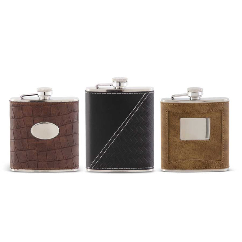 Assorted Leather Flasks (3 Styles)
