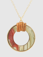 Printed Wood Circle Necklace