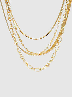Metal Multi Layered Chain Choker Necklace