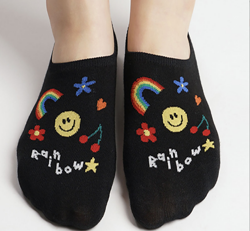 Smile + Friends Black "No-Show" Socks